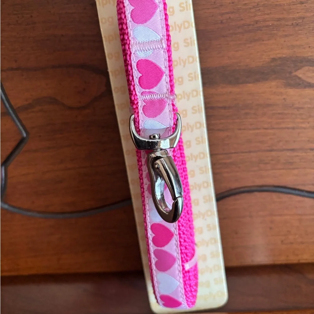 Simply Dog Pink Small Heart Collar and Leash Set
